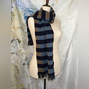 Striped Blue, Brown & Black Scarf